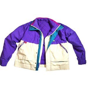 Vintage Men's Woolrich Sigmet Double Coat Ski Jacket Large Colorblock Nylon 80's